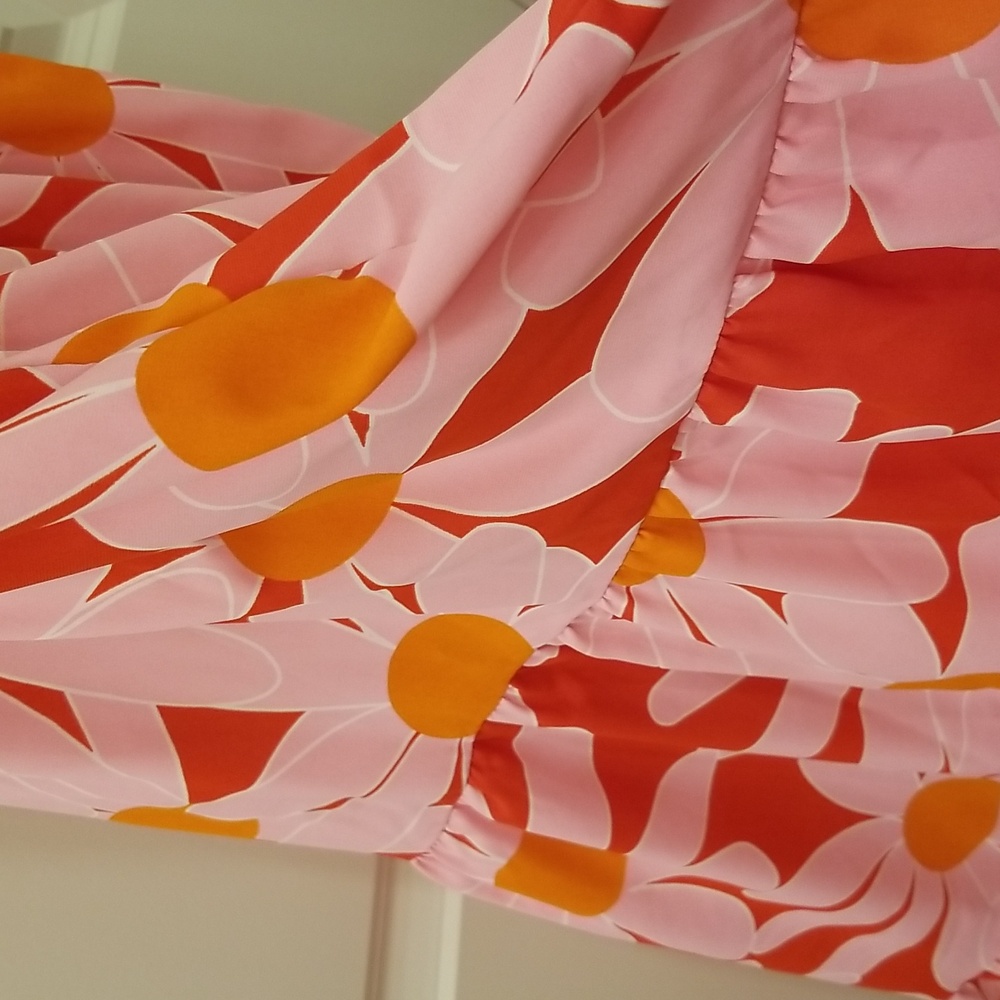 BTFBM Bright & Vibrant Medium Floral One Shoulder Flowy Spring Summer Maxi Dress - Picture 12 of 12